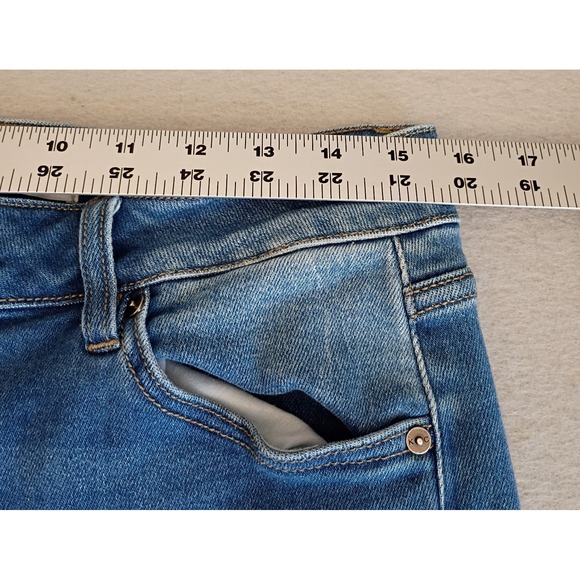 KanCan Women's Size 13/30 (33" Inseam) Mid Wash High Rise Flare Leg Blue Jeans - Picture 3 of 12